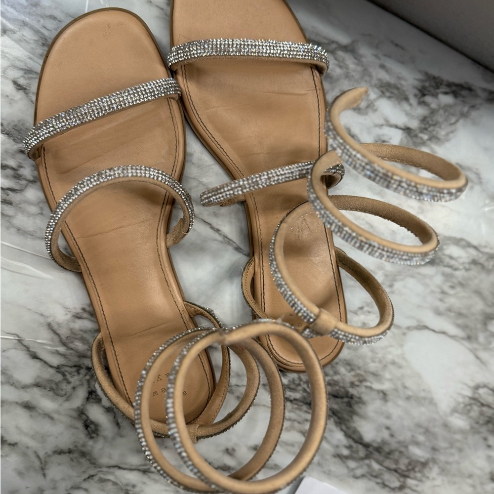 Tan Gladiator Sandals with Silver Straps